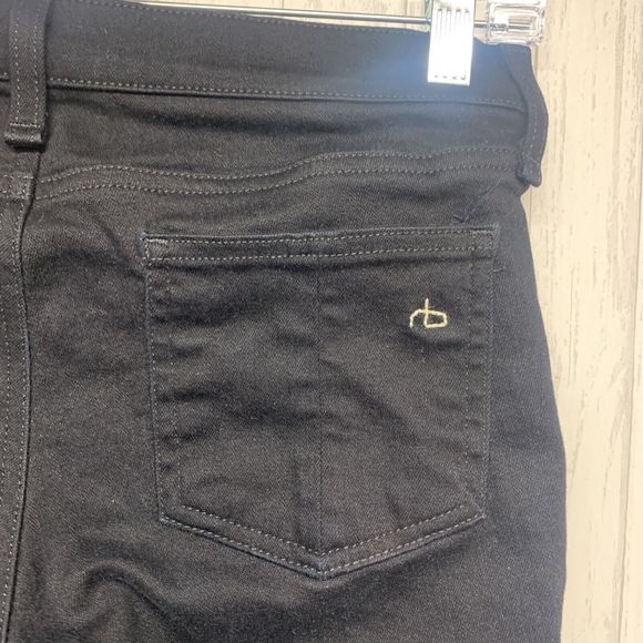 Womens Size 27 Rag & Bone Lamb Leather Front Jeans Black EUC - Picture 4 of 6